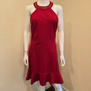 Michael Kors Red Women Chain Halter Ponte Sheath Dress Size Medium